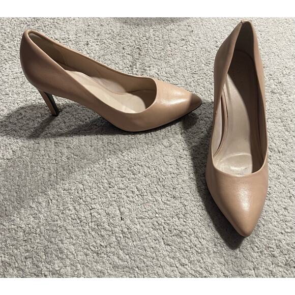 Cole Haan Womens 8.5 B Grand.0S Abigail Nude Pointed Toe Leather Heels W04840 - Picture 1 of 12